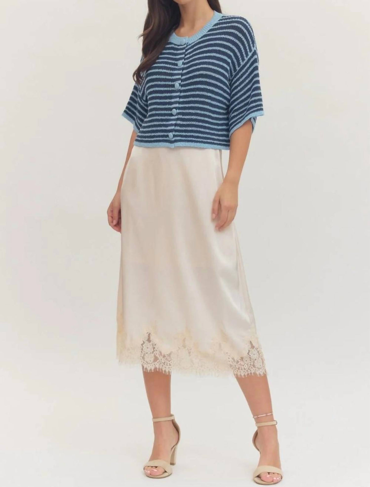 Entro - Elizabeth Short Sleeve Striped Cardigan