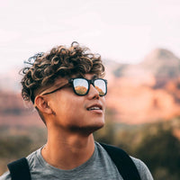 GOWOOD Men's Walnut Wood Mirrored Polarized Sunglasses in black brown - men's accessory - alternate view