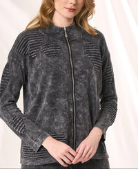 Angel Apparel Zip Up Heart Jacket in charcoal - women's jacket