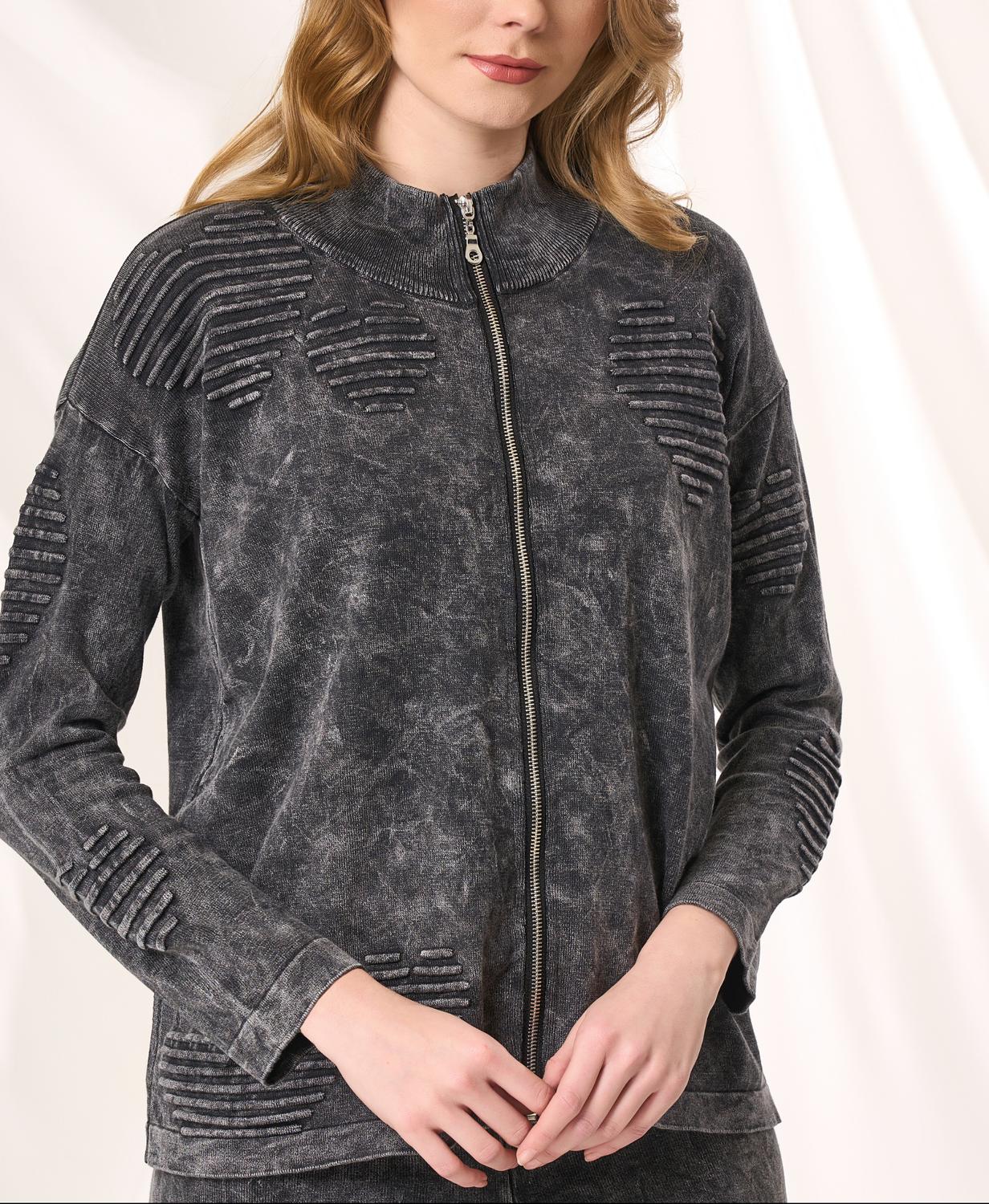 Angel Apparel Zip Up Heart Jacket in charcoal - women's jacket