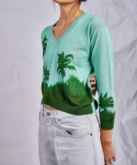 Purple Maroon - Palm Tree Sweater