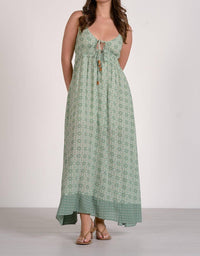 Elan - Spaghetti Strap Tie Front Maxi Dress