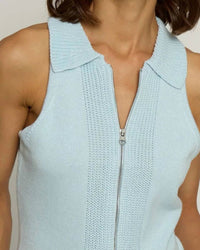 Central Park West - Zip Up Sleeveless Polo Top
