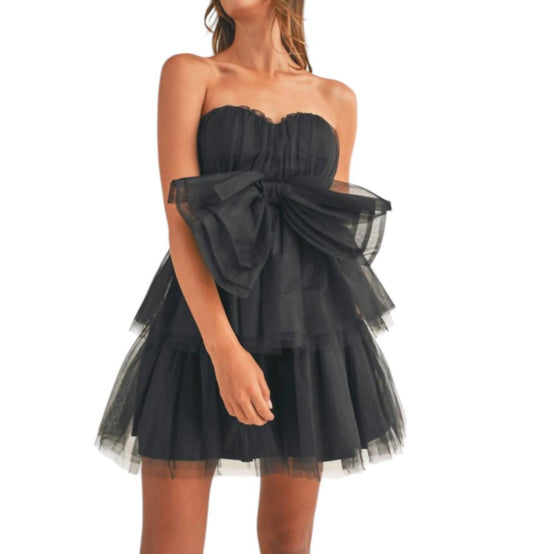 Mable - Front Bow Tulle Dress