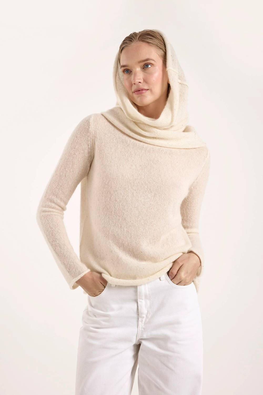 Brodie Cashmere - ESTELLE SPARKLE HOODED COWL NECK SWEATER