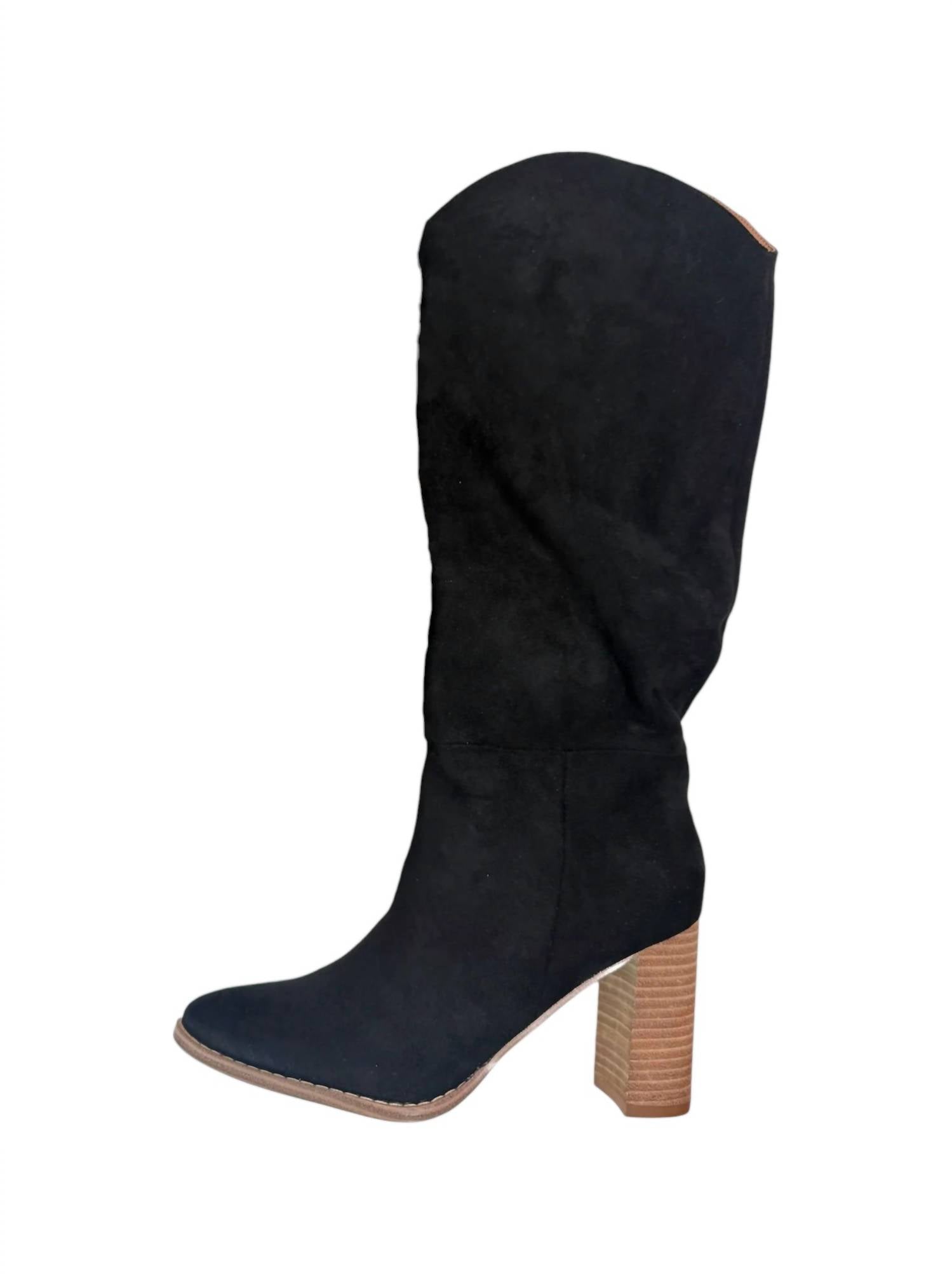 MiiM Women's Tall Suede Boot in black - women's shoe - detail view