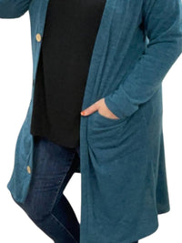 Honeyme - Long With Faux Buttons Cardigan