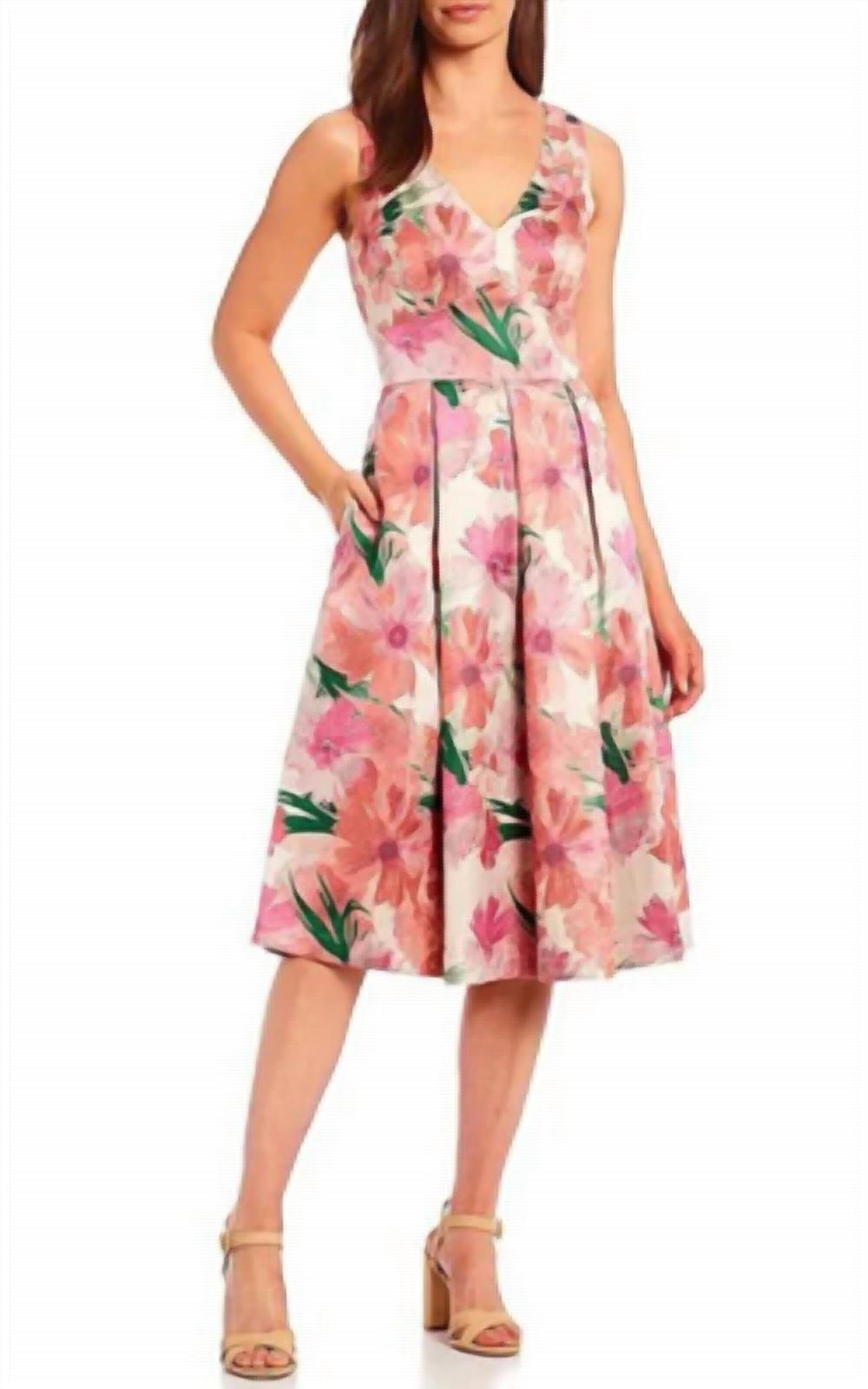Eliza J - Floral Print Fit And Flare Midi Dress