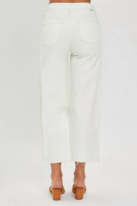 RISEN High Rise Tummy Control Crop Wide Leg Pants in cream - women's pants - detail view