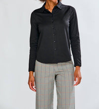 InCashmere Long Sleeve Cotton Knit Shirt in black - women's shirt