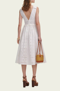Self-Portrait - Cotton Broderie Midi Dress