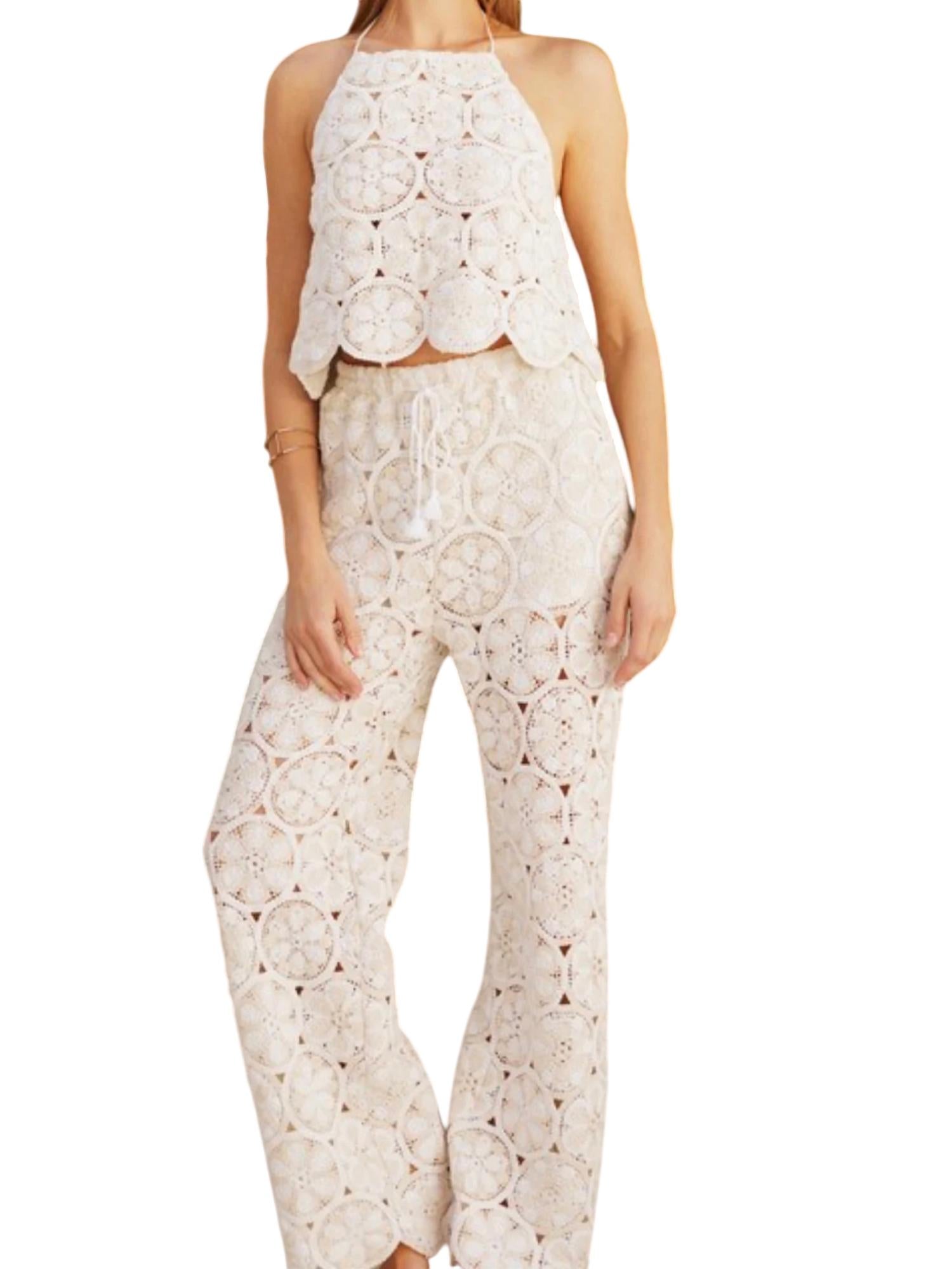 Endless Blu. - Floral Crochet Halter Top