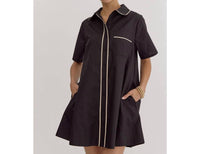 Style Usa - Collared Short Sleeve Mini Dress