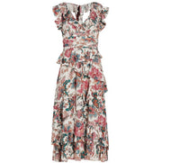 Salome Flutter Sleeve Lurex Midi Dress