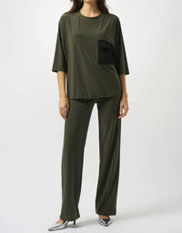 Joseph Ribkoff - Scoop Neckline 3/4 Sleeves Cocoon Top