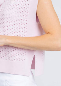 Autumn Cashmere Boxy Mesh Jonny Collar Muscle Tee in powder pink - women's shirt - view 5