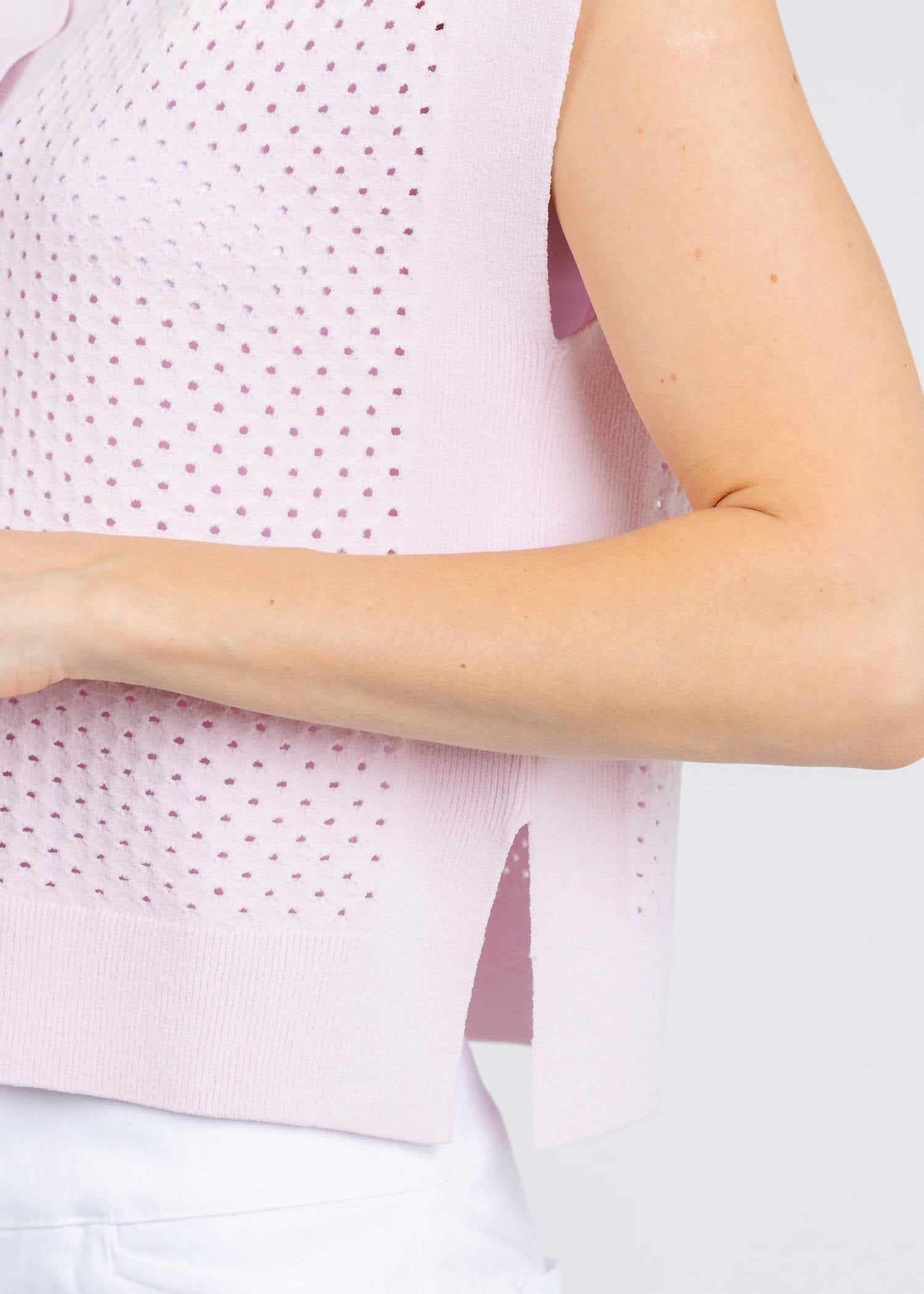 Autumn Cashmere Boxy Mesh Jonny Collar Muscle Tee in powder pink - women's shirt - view 5