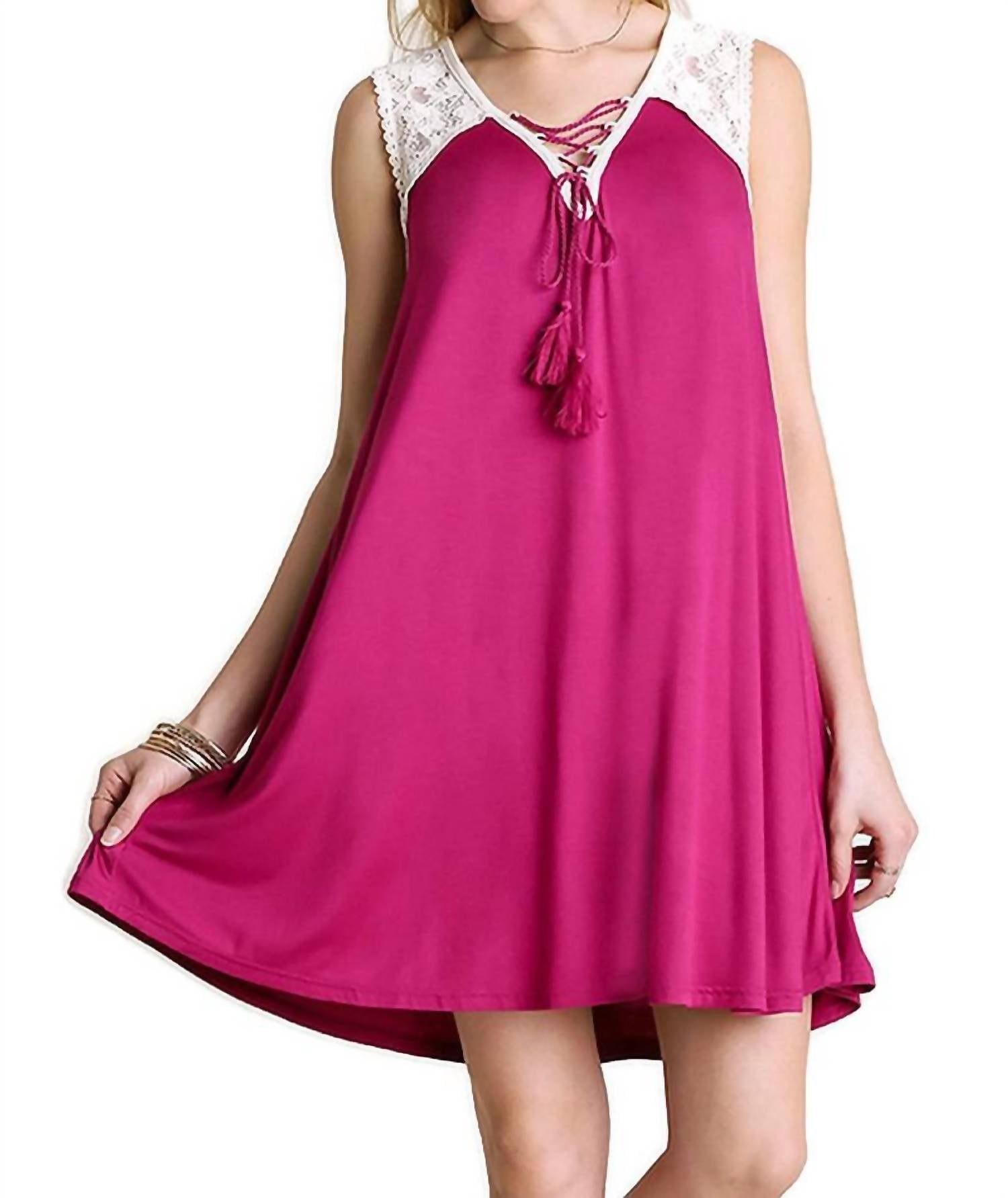 Umgee - Lace Up Tassel Tie Dress
