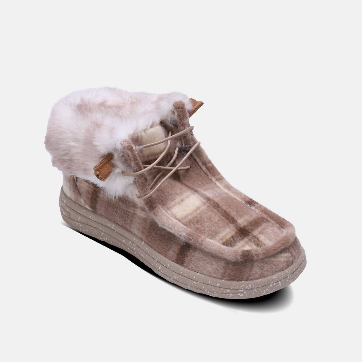 Lamo Women's Cassidy Winter Shoe in chestnut plaid - women's shoe - detail view
