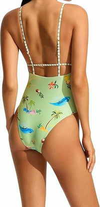 Seafolly - Isla Palm V Neck One Piece