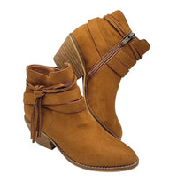 Boutique By Corkys Women's Top Knot Faux Suede Ankle Boots in cognac - women's shoe - detail view