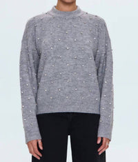 PISTOLA Aura Crewneck Sweater in charcoal diamonte 1 - women's sweater
