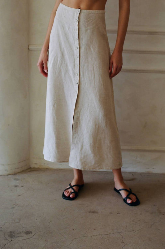 A.Ren - Woven Button Down Midi Skirt