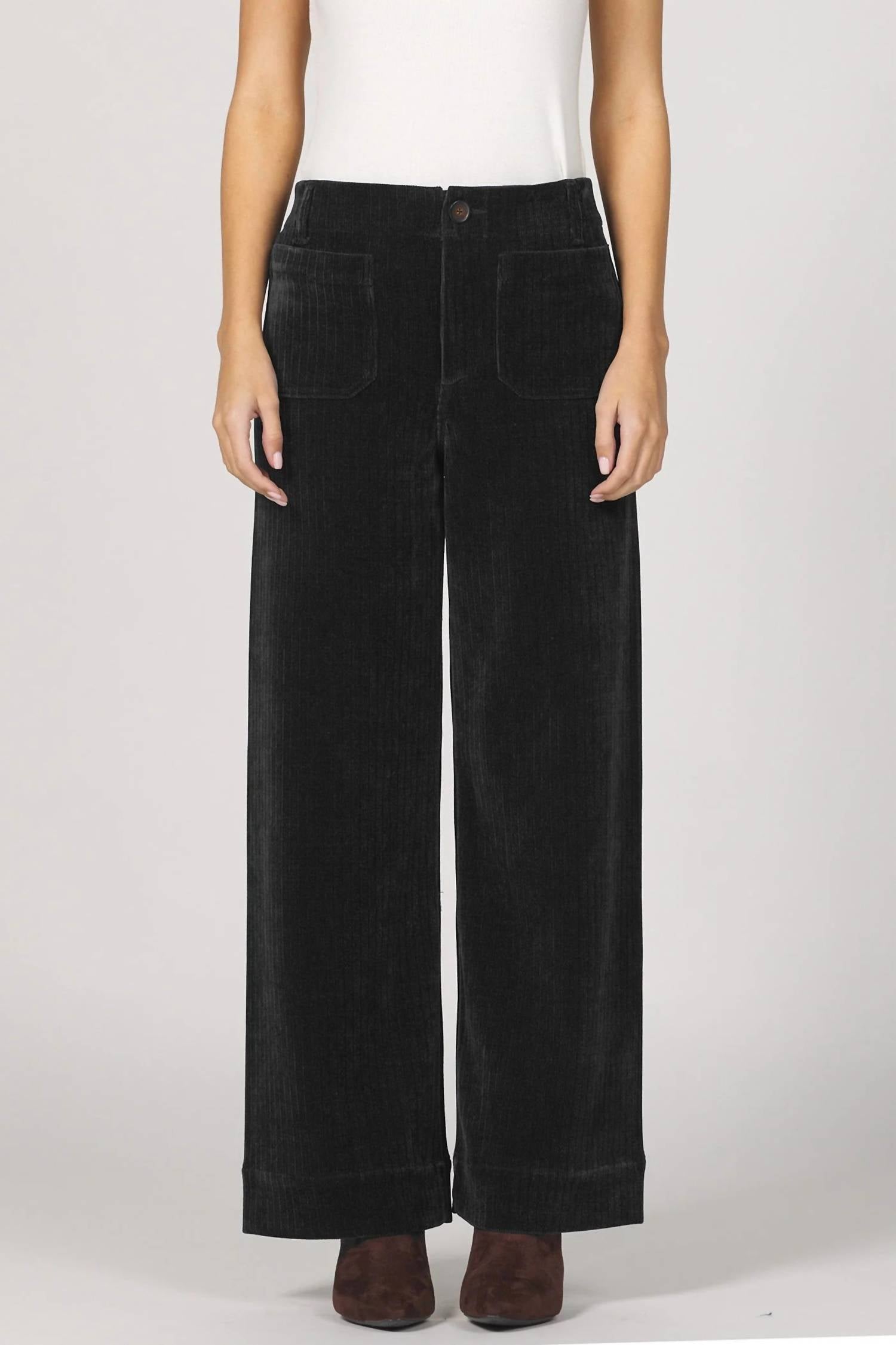DEAR JOHN DENIM Women's Audrey Wide Leg Corduroy Pants in black - women's pants