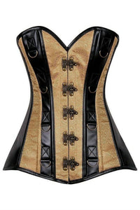 Daisy Corsets - Brocade And Faux Leather Steel Boned Corset