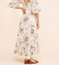 Free People All The Attitude Printed Maxi Dress in beige multi - women's dress - detail view
