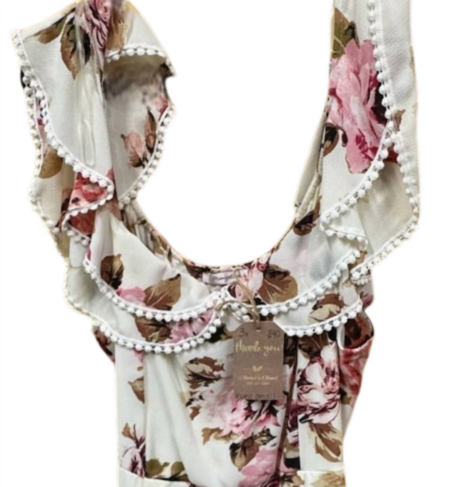 Mangosteen Women's Scoopneck Floral Jumper in cream multi - women's pants - detail view