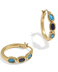 Kendra Scott Women's Mini Elisa Hoop Earrings in blue lapis mix - women's jewelry - alternate view