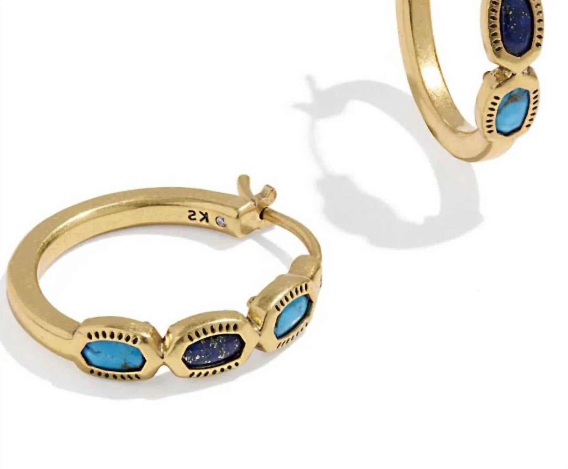 Kendra Scott Women's Mini Elisa Hoop Earrings in blue lapis mix - women's jewelry - detail view