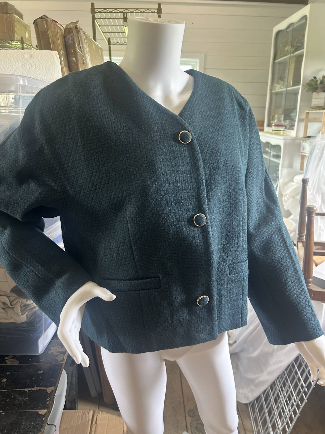 Current Air - Women's Button Front Round Neck Crop Jacket