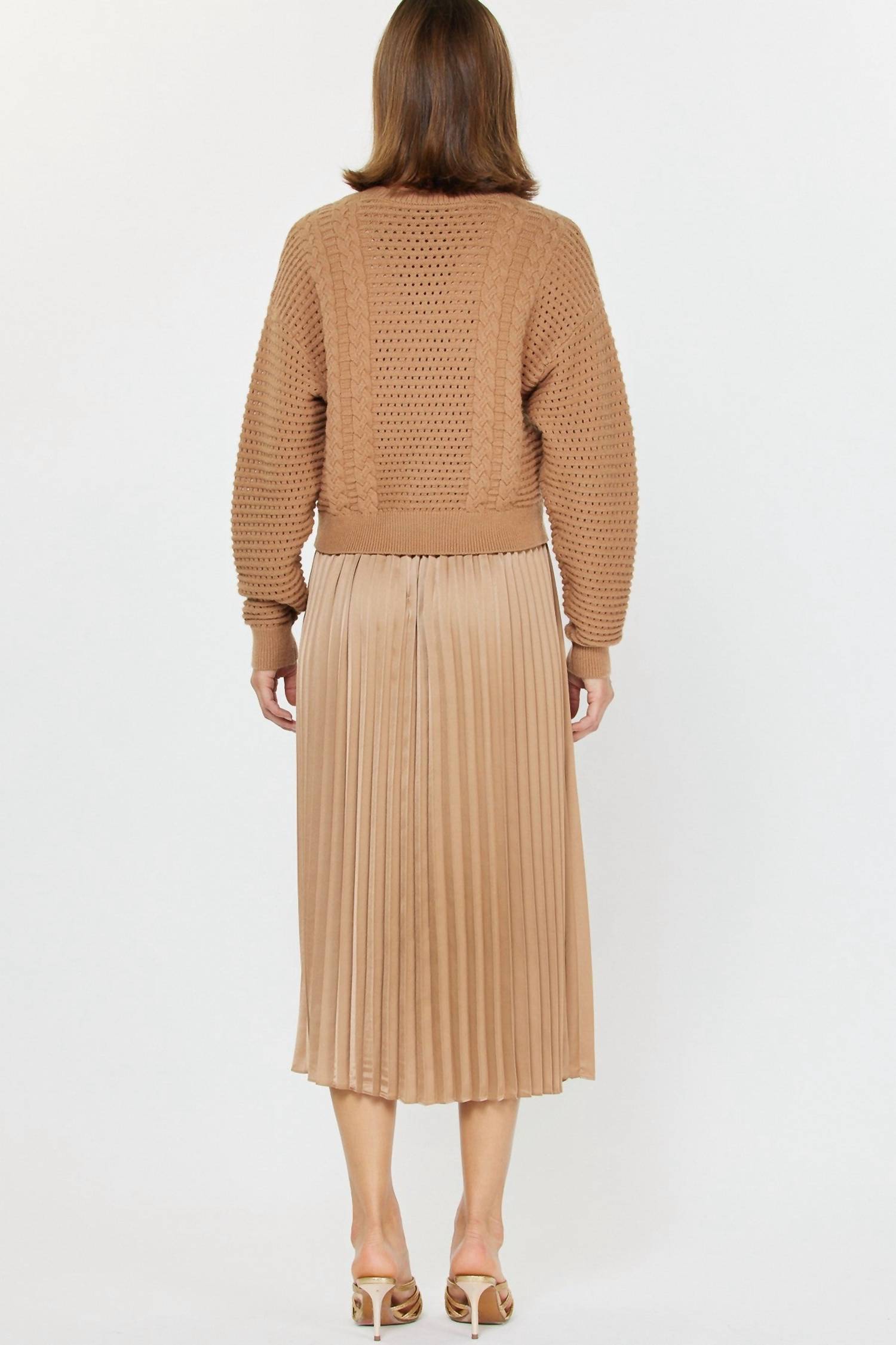 current air PULLOVER SWEATER & PLEATED DRESS SETS in tan - women's sleepwear - alternate view