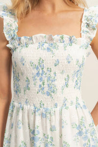 Hyfve - Smocked Floral Ruffle Strap Dress