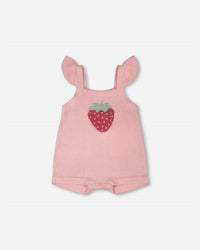 Deux Par Deux - Girls' Knit Strawberry Romper