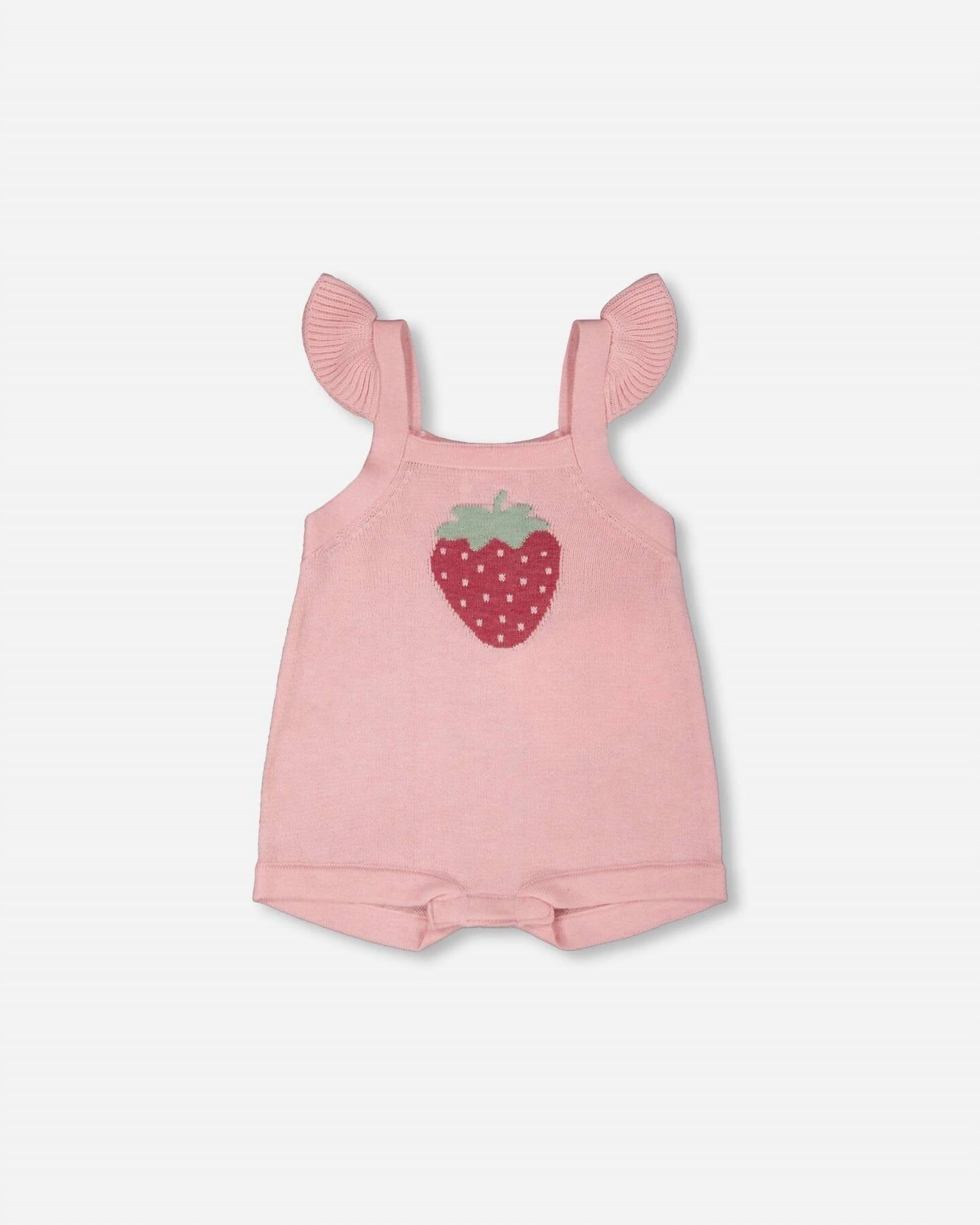 Deux Par Deux - Girls' Knit Strawberry Romper