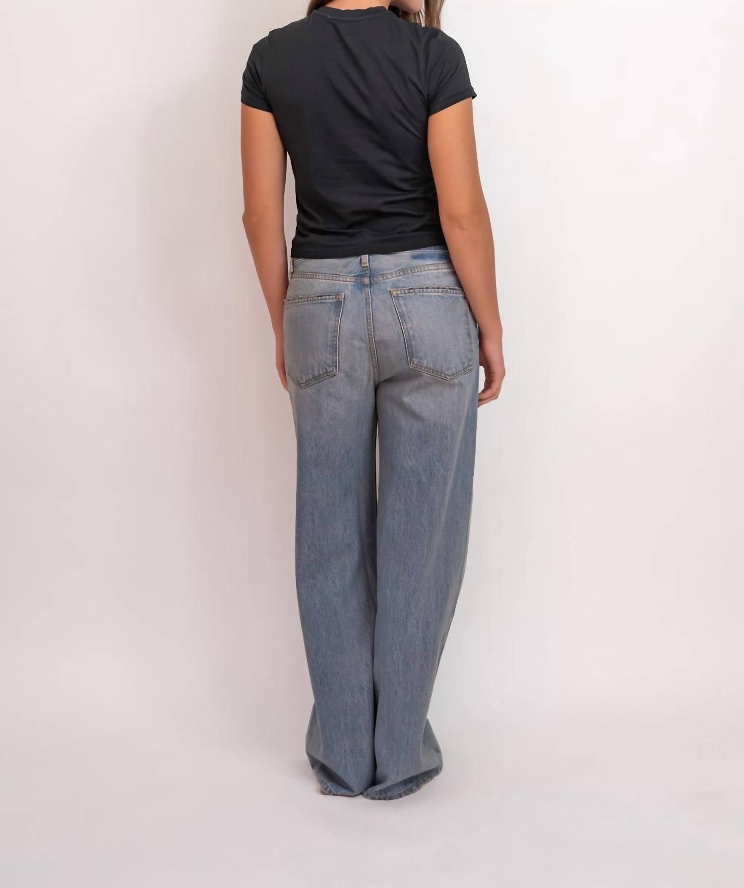 THE GREAT. Slouch Wide Leg Jean in tidal wash - women's jeans - alternate view