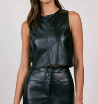 Sadie & Sage - New Era Faux Leather Sleeveless Top