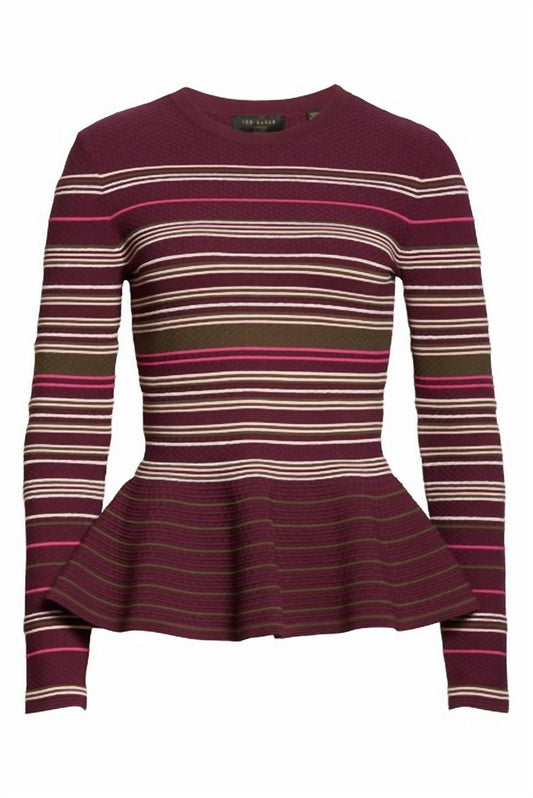 Ted Baker - Peplum Striped Crewneck Sweater