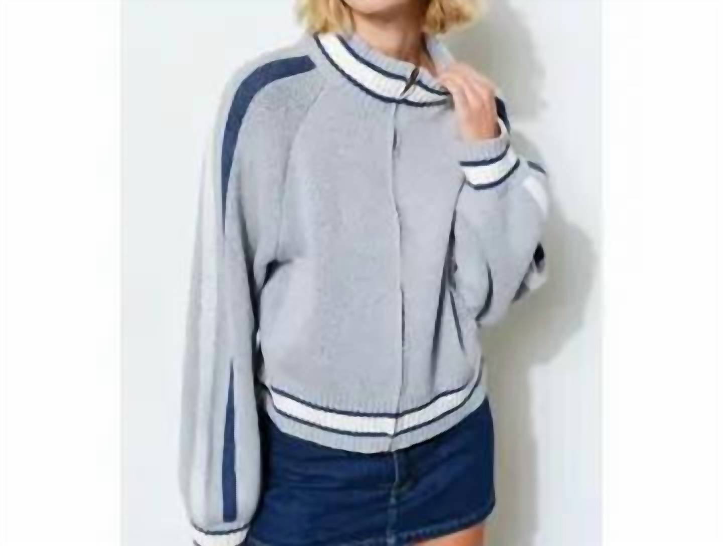 Pretty Garbage Adriana Zip Up Cardigan in grey - women's cardigan - view 4