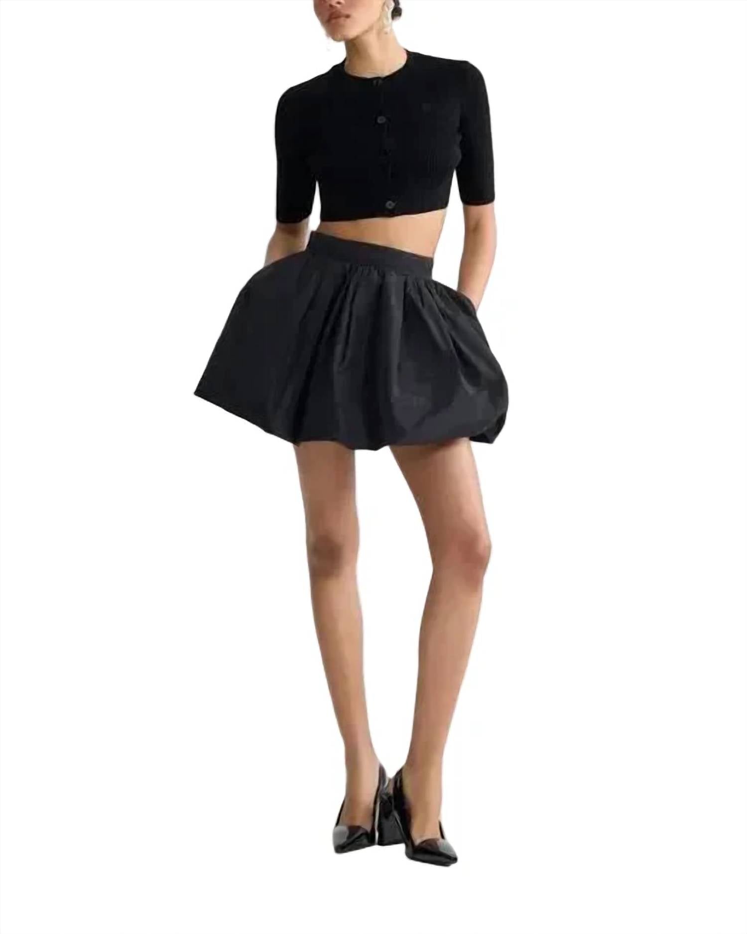 Patou - Cropped rib short sleeve cardigan
