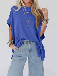 Wholesalesir - Brynn Striped Knitted Loose Round Neck Bat Sleeve Top