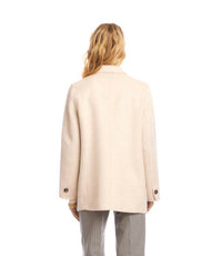 Karen Kane Brushed Double-Breasted Coat in oatmeal - women's jacket - alternate view