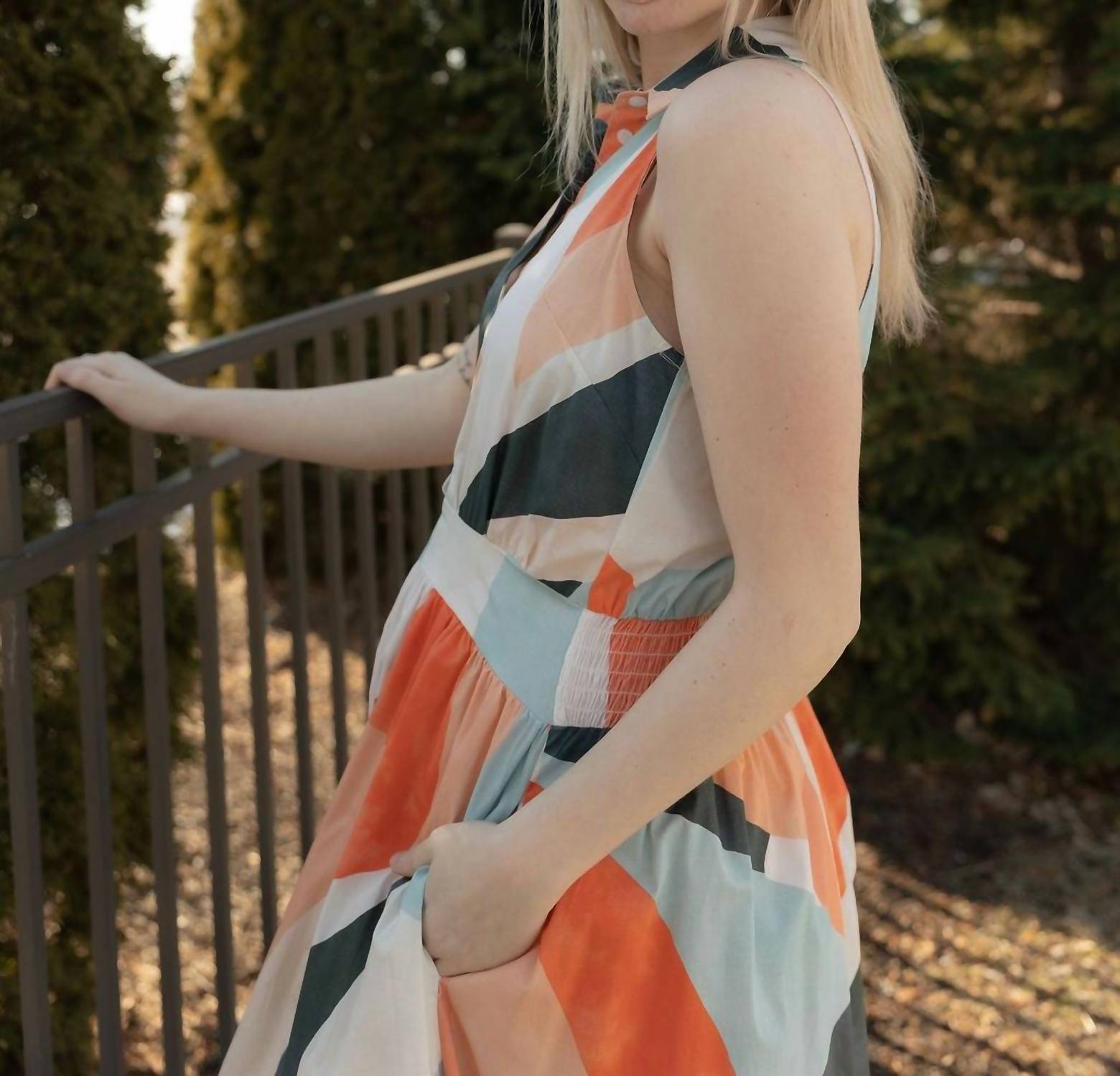 ELAN Abstract Maxi Dress in multi - women's dress - alternate view