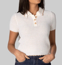 Cara Cara Melody Polo in ivory taupe - women's blouse
