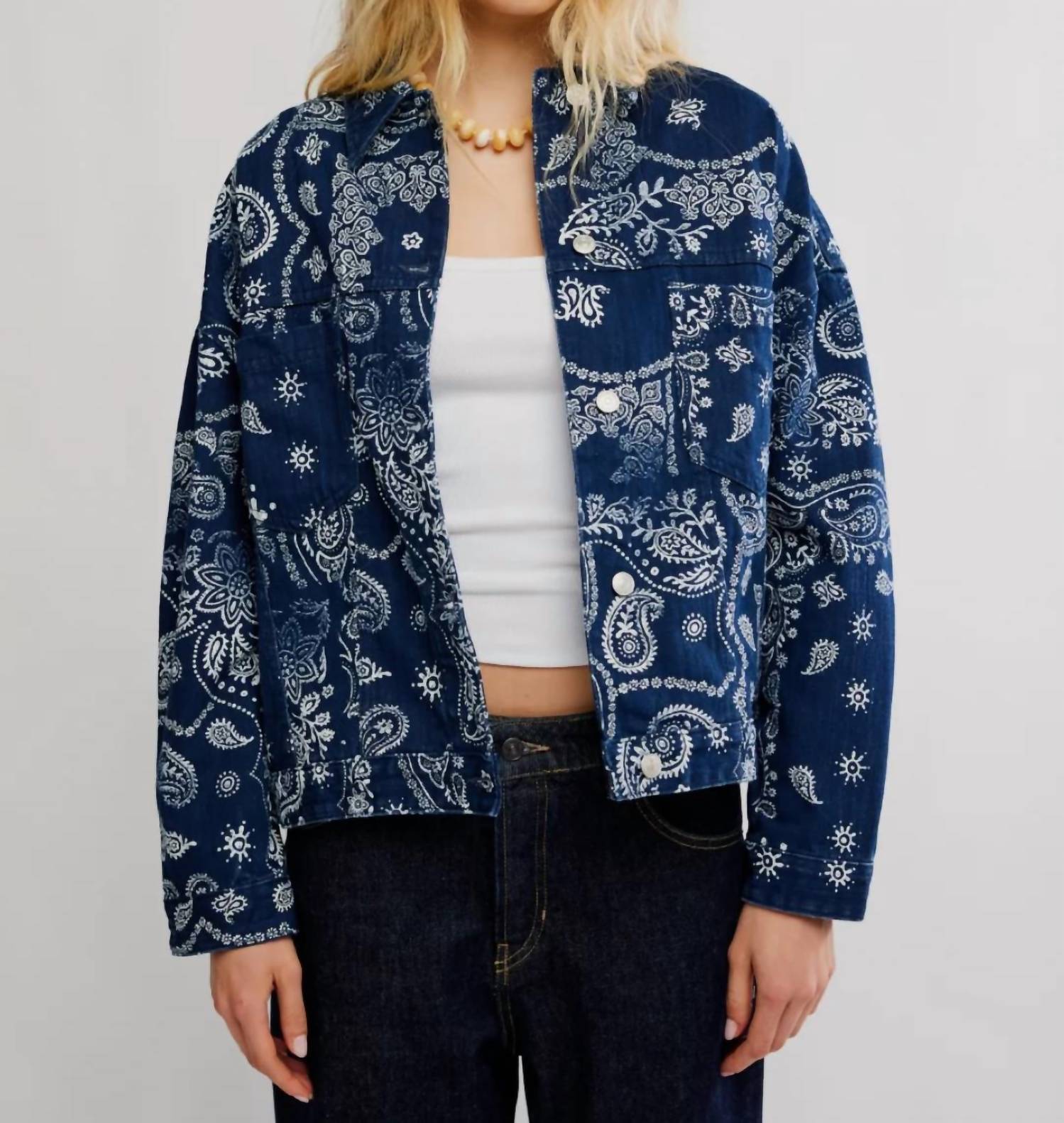 Free People - Opal Swing Printed Denim Jacket