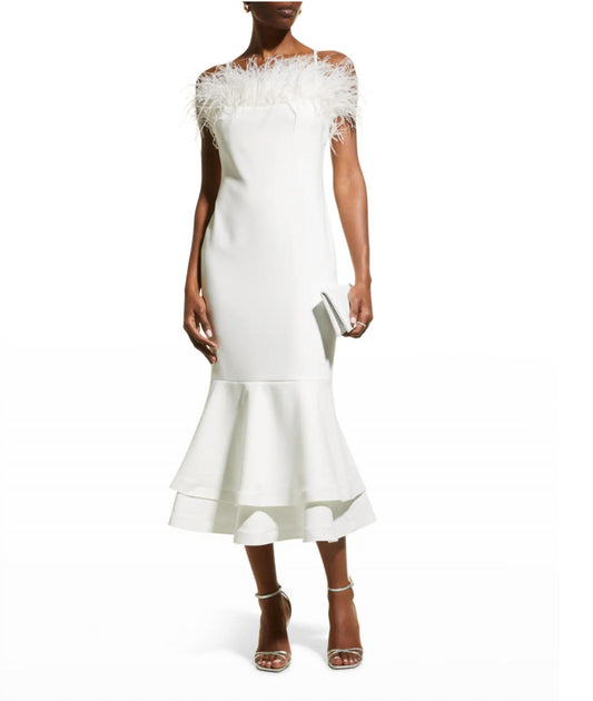 Aurora Feather Trumpet Midi Dress