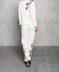 Paparazzi - Woven Yarn Dyed Embroided Pin Stripe Blazer